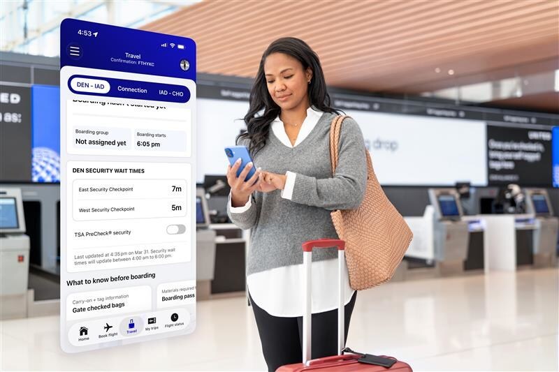 United app displays real-time TSA waits